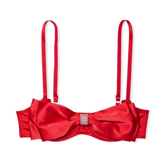 Victoria secret*2Pc Matching Set*-RED Bow Tie Bra (32c) & Pantie (M) - Picture 2 of 6